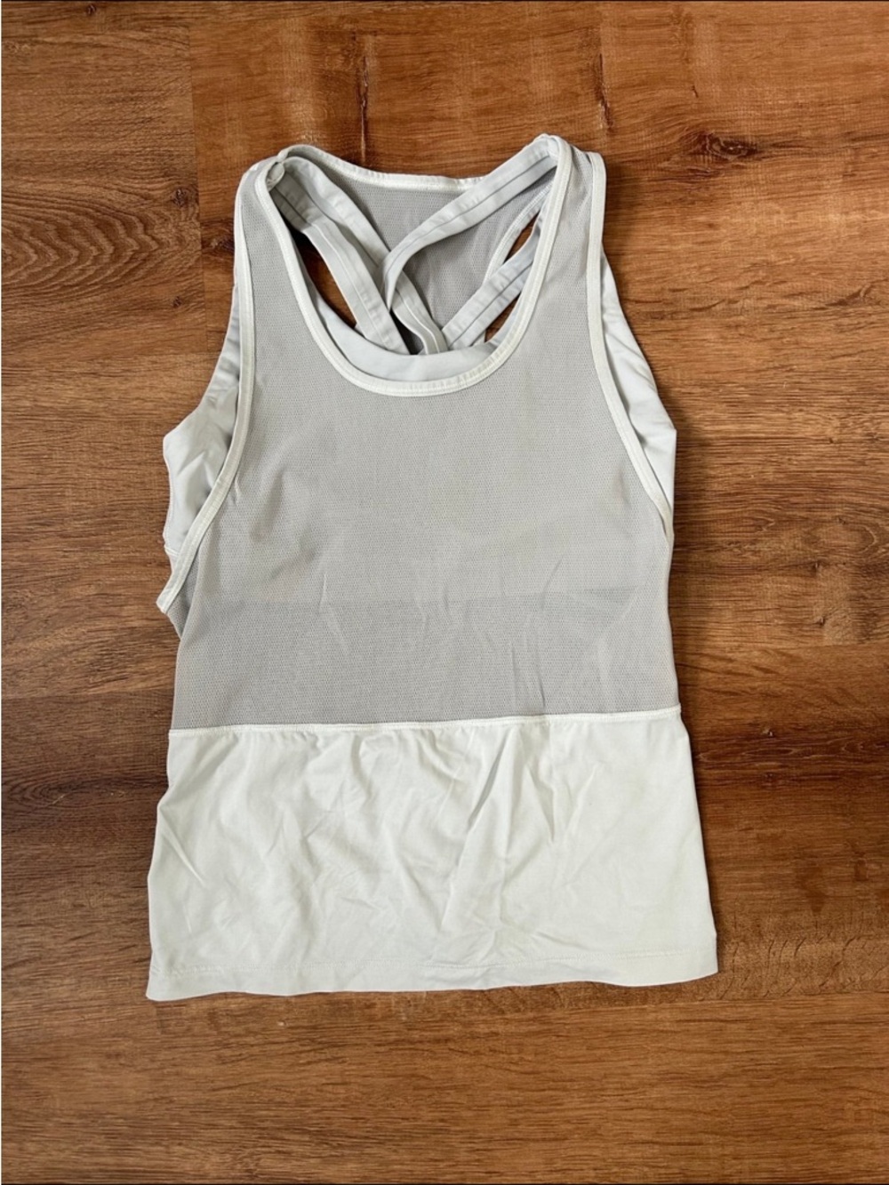 Women's White Layered Mesh Tank Top